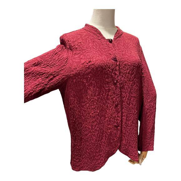 Vintage URU textured blouse with Mandarin band collar size medium - Picture 7 of 16